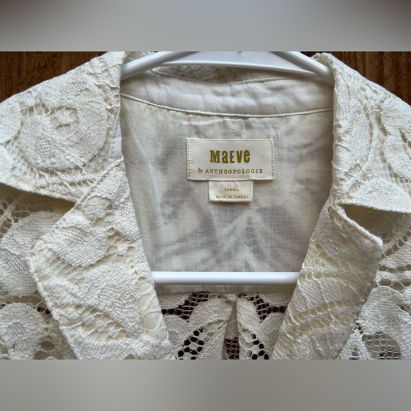 Maeve by Anthropologie Lace Cream Shirt - Picture 3 of 8